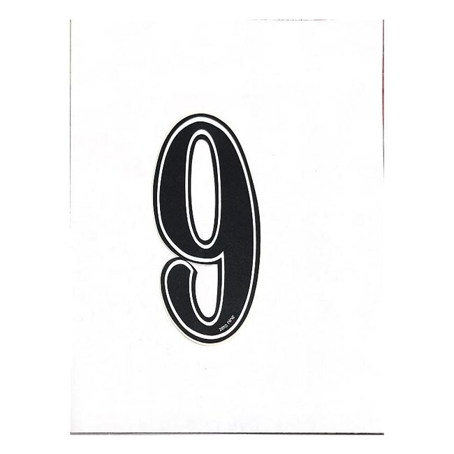 Zeronine Number  9 - Black with White Trim - 6"*