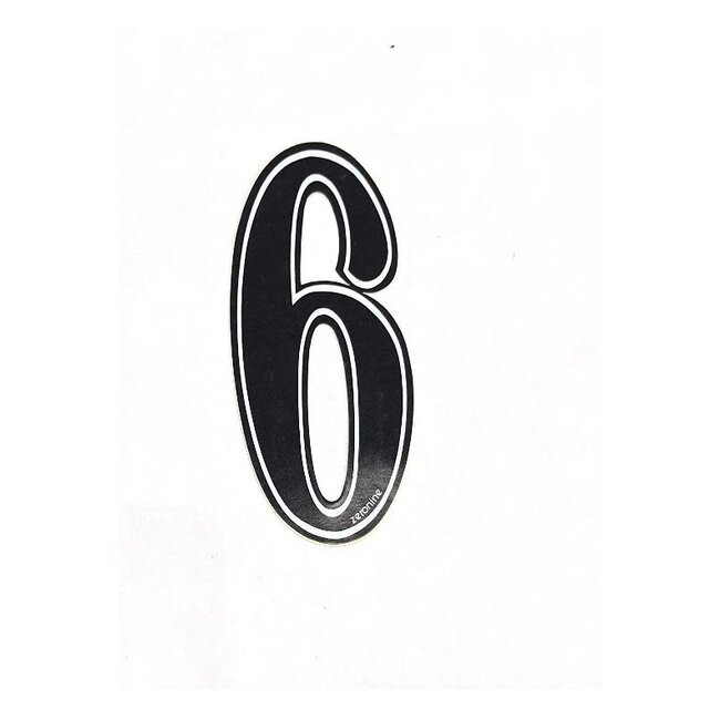 Zeronine Number black with White trim 6" -6*