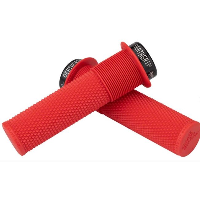 DMR DeathGrip Flanged Grips - Thick, Lock-On, Red