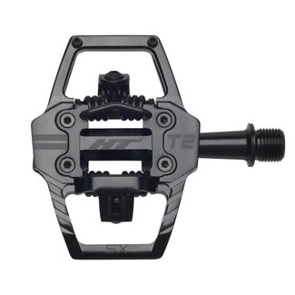 HT Components T2-SX Pedals - Dual Sided Clipless with Platform, Aluminum, 9/16", Stealth Black