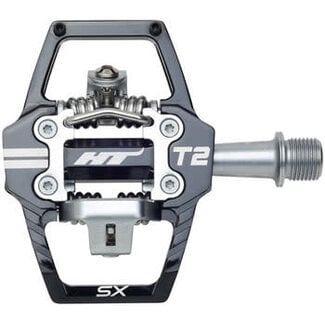 HT Components T2-SX Pedals - Dual Sided Clipless with Platform, Aluminum, 9/16", Black