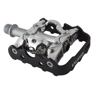 Exustar PEDALS MTB SGL CLPLS PM86 BK/SL SPD*