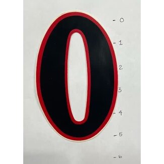NUMBER 0 - 5" - BLACK / RED TRIM*