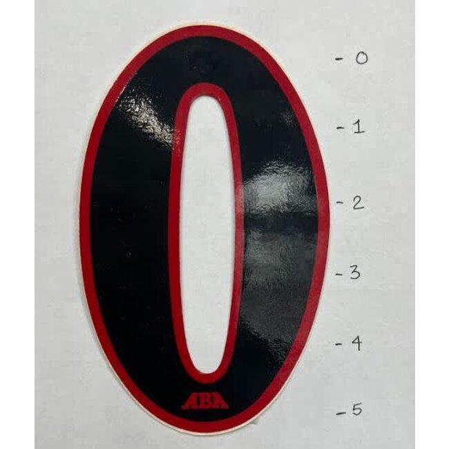 ABA STICKER NUMBER 0 - 5" - BLACK / RED TRIM*