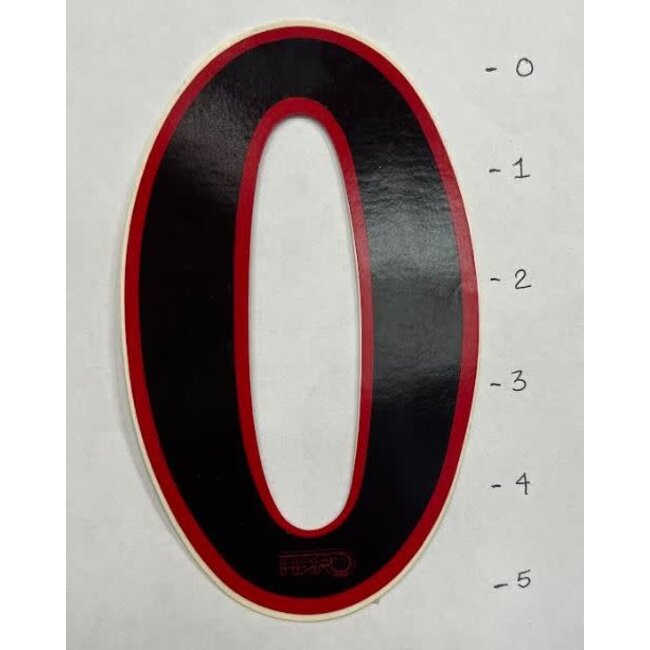 HARO STICKER NUMBER 0 - 5" - BLACK / RED TRIM*