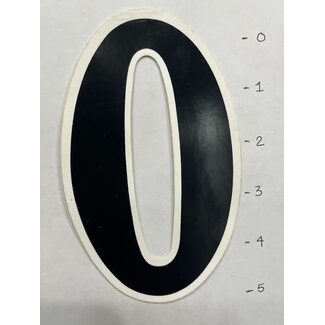STICKER NUMBER 0 - 5" - BLACK / WHITE TRIM*
