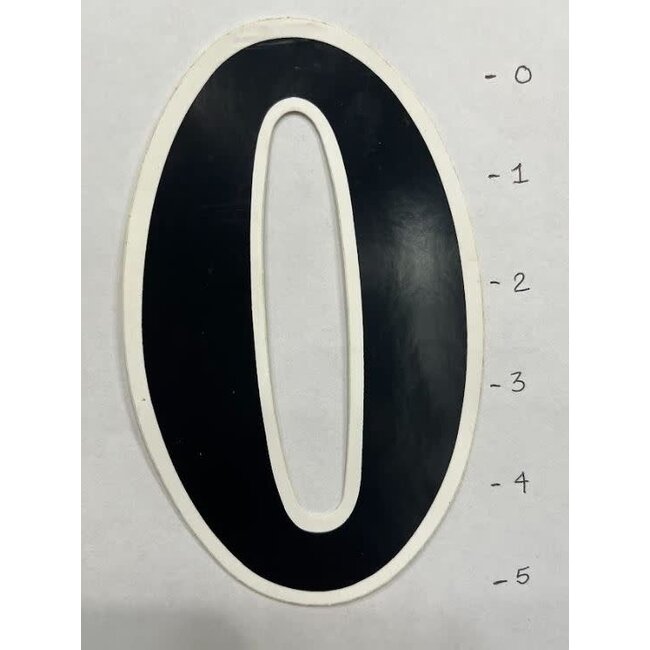 STICKER NUMBER 0 - 5" - BLACK / WHITE TRIM*