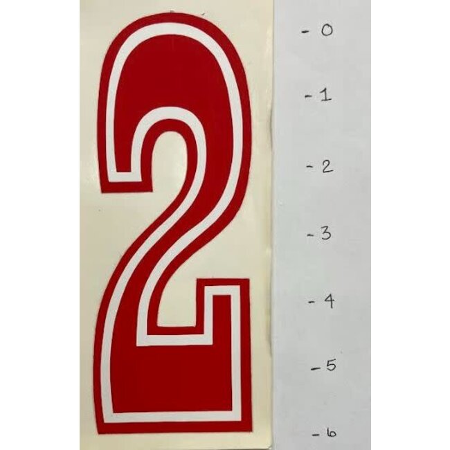 Number 2 Sticker  6" - Red/ White Trim*