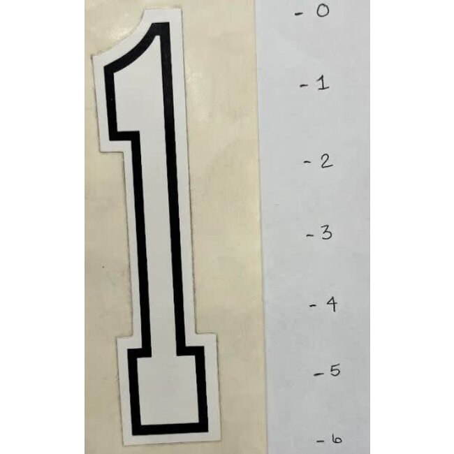 STICKER NUMBER 1 - WHITE 6"