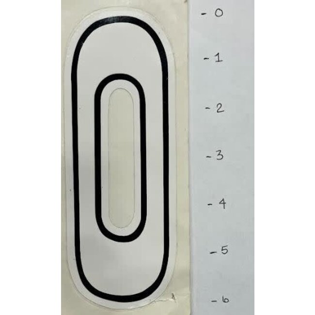 STICKER NUMBER 0 - WHITE 6"*