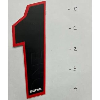 SONIC STICKER NUMBER 1 - 4" BLACK / RED TRIM*