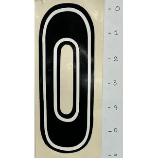 Number Sticker 0 - Black/ White Trim  - 6"*