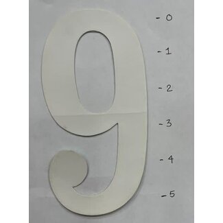 STICKER - NUMBER 9 - WHITE- 5"*