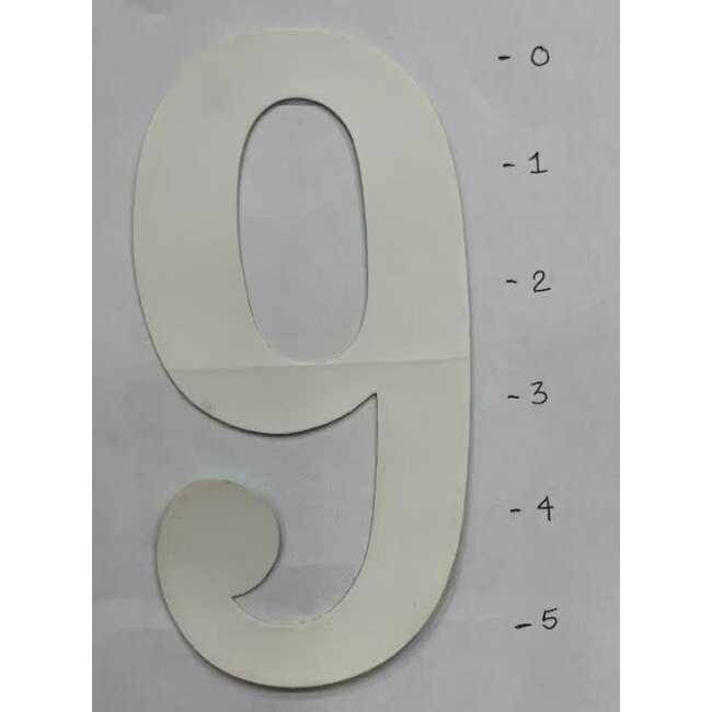 STICKER - NUMBER 9 - WHITE- 5"*