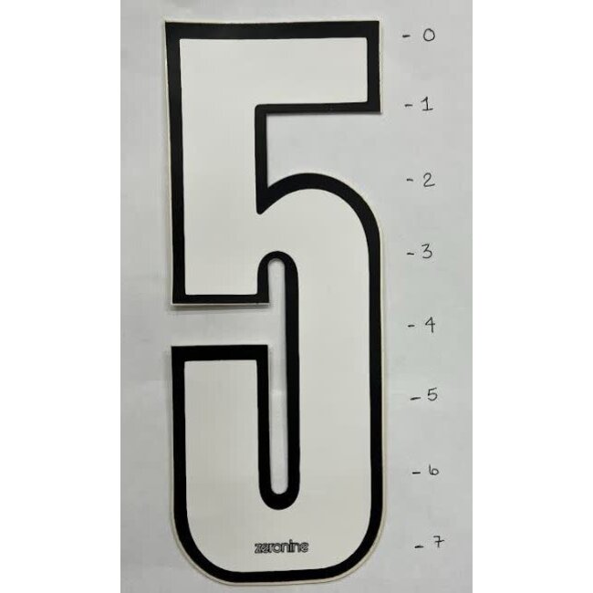 Zeronine Sticker Number-5- White /Black Trim - 7"*