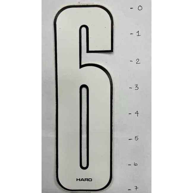 Haro Old School Sticker - Number  6 - White - 7"*