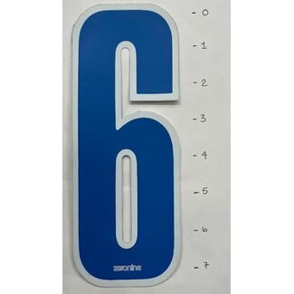 Zeronine Sticker Number 6 - Blue/White Trim - 7"*