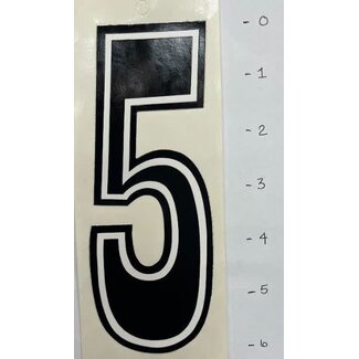 STICKER - NUMBER 5 - BLACK/WHITE TRIM - 6"*