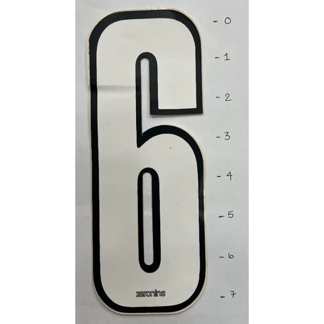 Zeronine Sticker - Number 6 - White/Black Trim - 7"*