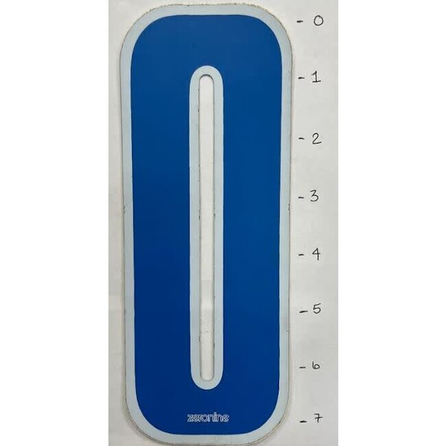 ZERONINE STICKER - NUMBER 0 - BLUE WITH WHITE TRIM - 7"*