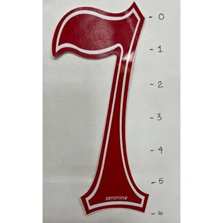 Zeronine Sticker - Old School Number 7 - Red  - 6"*