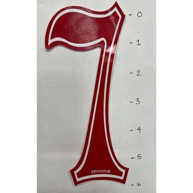Zeronine Sticker - Old School Number 7 - Red  - 6"*
