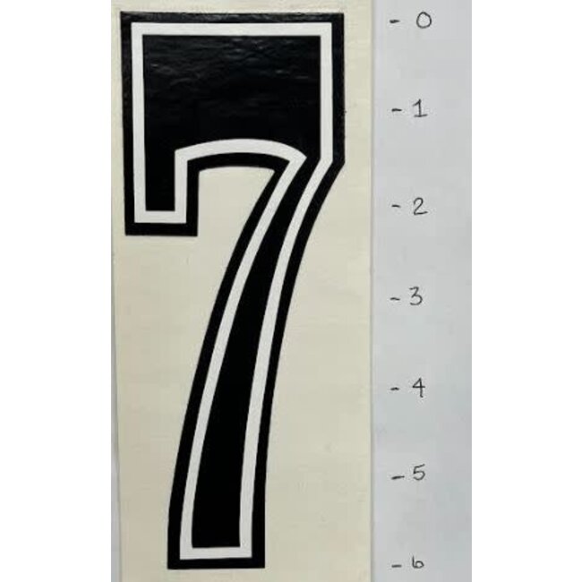 STICKER - NUMBER 7 - BLACK/WHITE TRIM - 6"*