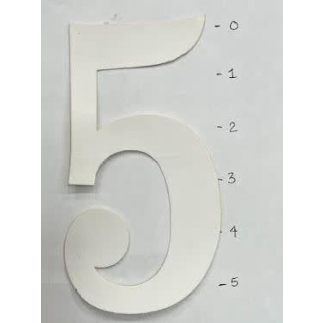 STICKER - NUMBER 5 - WHITE - 5"*