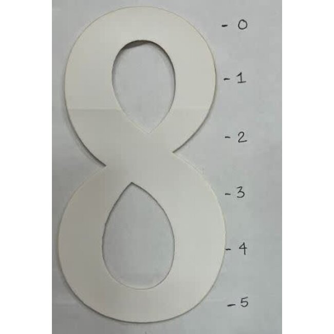 STICKER - NUMBER 8 - WHITE - 5"*