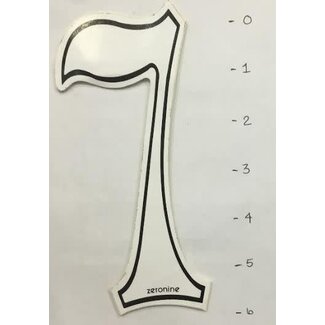 Zeronine Sticker - Number 7 - White/Black Trim - 6"*