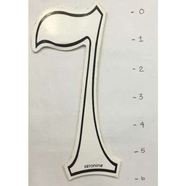 Zeronine Sticker - Number 7 - White/Black Trim - 6"*