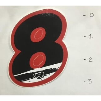 STICKER - NUMBER 8 - BLACK / RED TRIM - 3"*