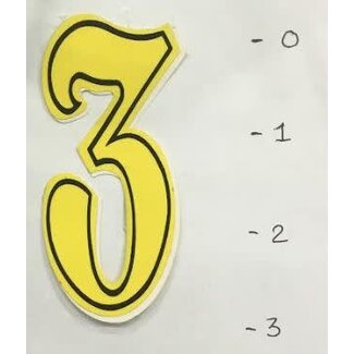 STICKER - NUMBER 3 - YELLOW/ BLACK TRIM - 3"*