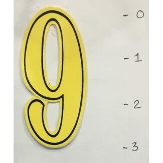 STICKER - NUMBER 9 - YELLOW/ BLACK TRIM - 3"*
