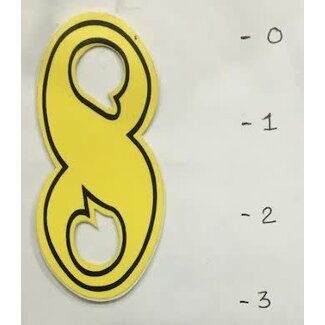 STICKER - NUMBER 8 - YELLOW/ BLACK TRIM - 3"*