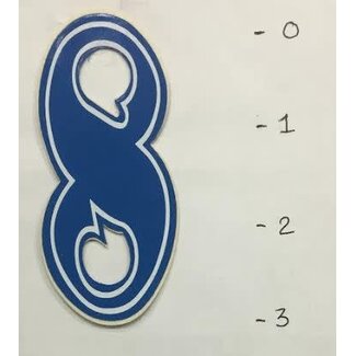 STICKER - NUMBER 8 - BLUE / WHITE TRIM - 3"*
