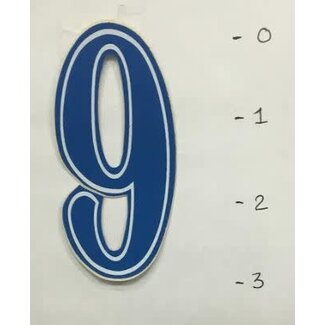 STICKER - NUMBER 9 - BLUE / WHITE TRIM - 3"*