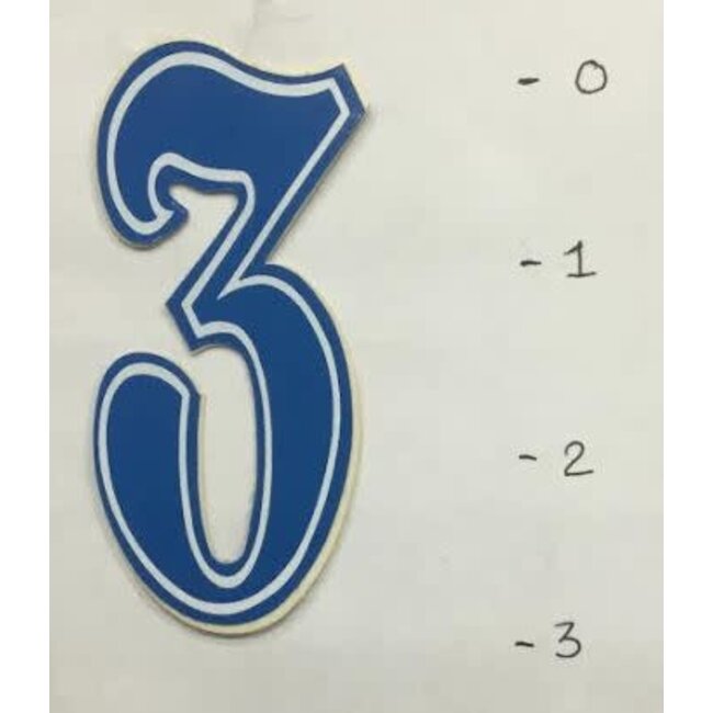 STICKER - NUMBER 3 - BLUE / WHITE TRIM - 3"*