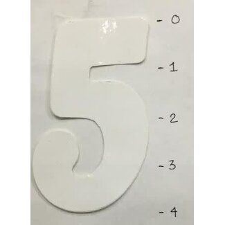 STICKER - NUMBER 5 - WHITE - 4"*