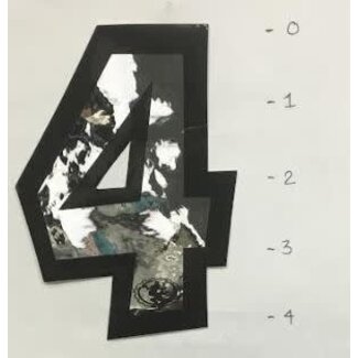 STICKER - NUMBER 4 - MIRROR/ BLACK TRIM - 4"*