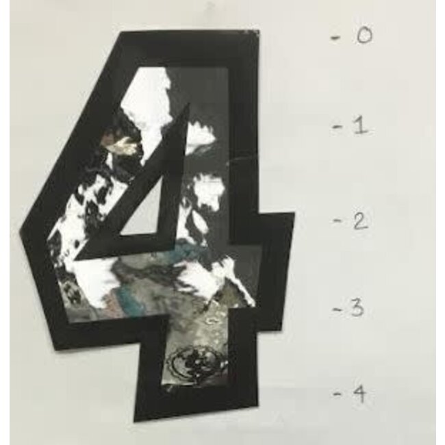 STICKER - NUMBER 4 - MIRROR/ BLACK TRIM - 4"*