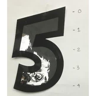 STICKER - NUMBER 5 - MIRROR/ BLACK TRIM - 4"*