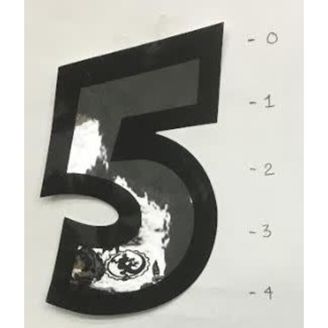 STICKER - NUMBER 5 - MIRROR/ BLACK TRIM - 4"*