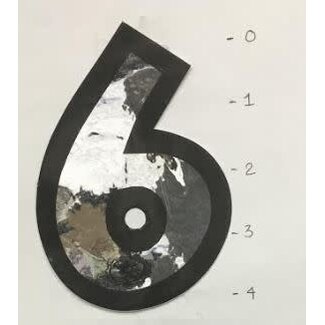 STICKER - NUMBER 6 - MIRROR/ BLACK TRIM - 4"*