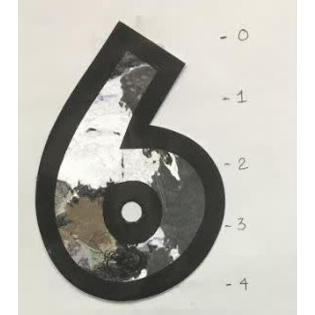 STICKER - NUMBER 6 - MIRROR/ BLACK TRIM - 4"*