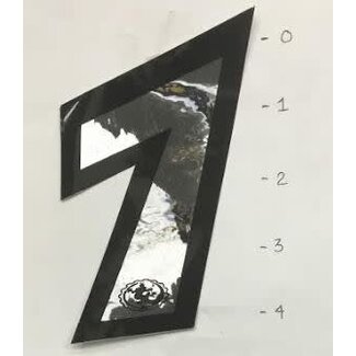 STICKER - NUMBER 7 - MIRROR/ BLACK TRIM - 4"*