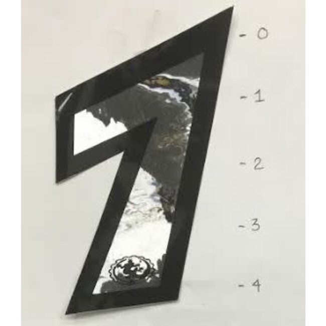STICKER - NUMBER 7 - MIRROR/ BLACK TRIM - 4"*