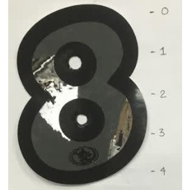 STICKER - NUMBER 8 - MIRROR/ BLACK TRIM - 4"*