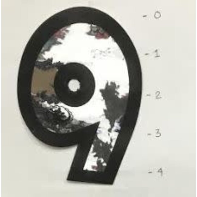 STICKER - NUMBER 9 - MIRROR/ BLACK TRIM - 4"*