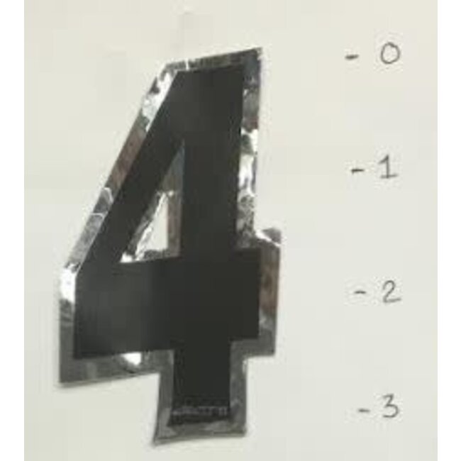 STICKER - NUMBER 4 - BLACK / MIRROR TRIM - 3"*